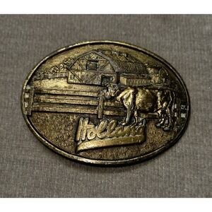 Vtg Holland Holstein Farm Belt Buckle Western‎ Ranch Farming